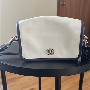 Coach Cream and Navy Crossbody Bag